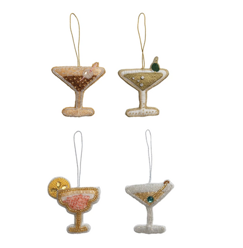 Beaded Fabric Cocktail Ornament