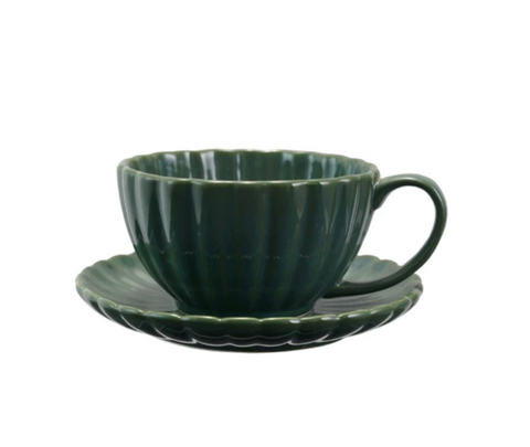Stoneware Mug with Saucer