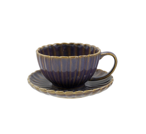 Stoneware Mug with Saucer