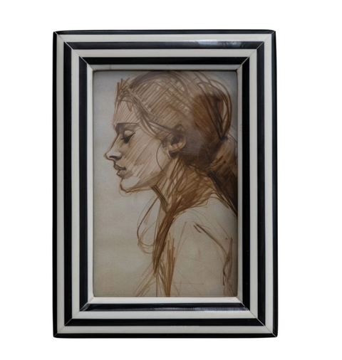 Striped Black & White Photo Frame