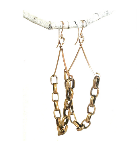 Gold Chunky Chain Drop Earrings