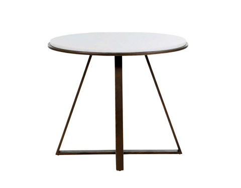 Oval Side Table with Iron Frame