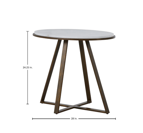Oval Side Table with Iron Frame