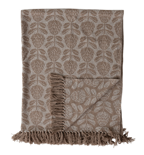 Woven Cotton Jacquard Throw - Floral