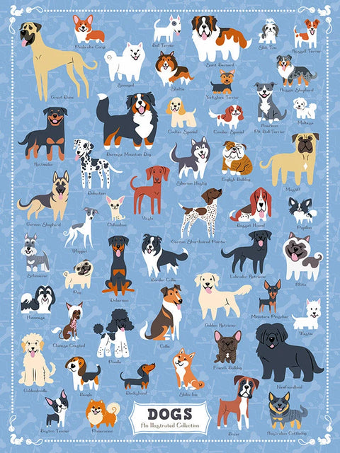 Illustrated Dogs puzzle artwork by Lili Chin