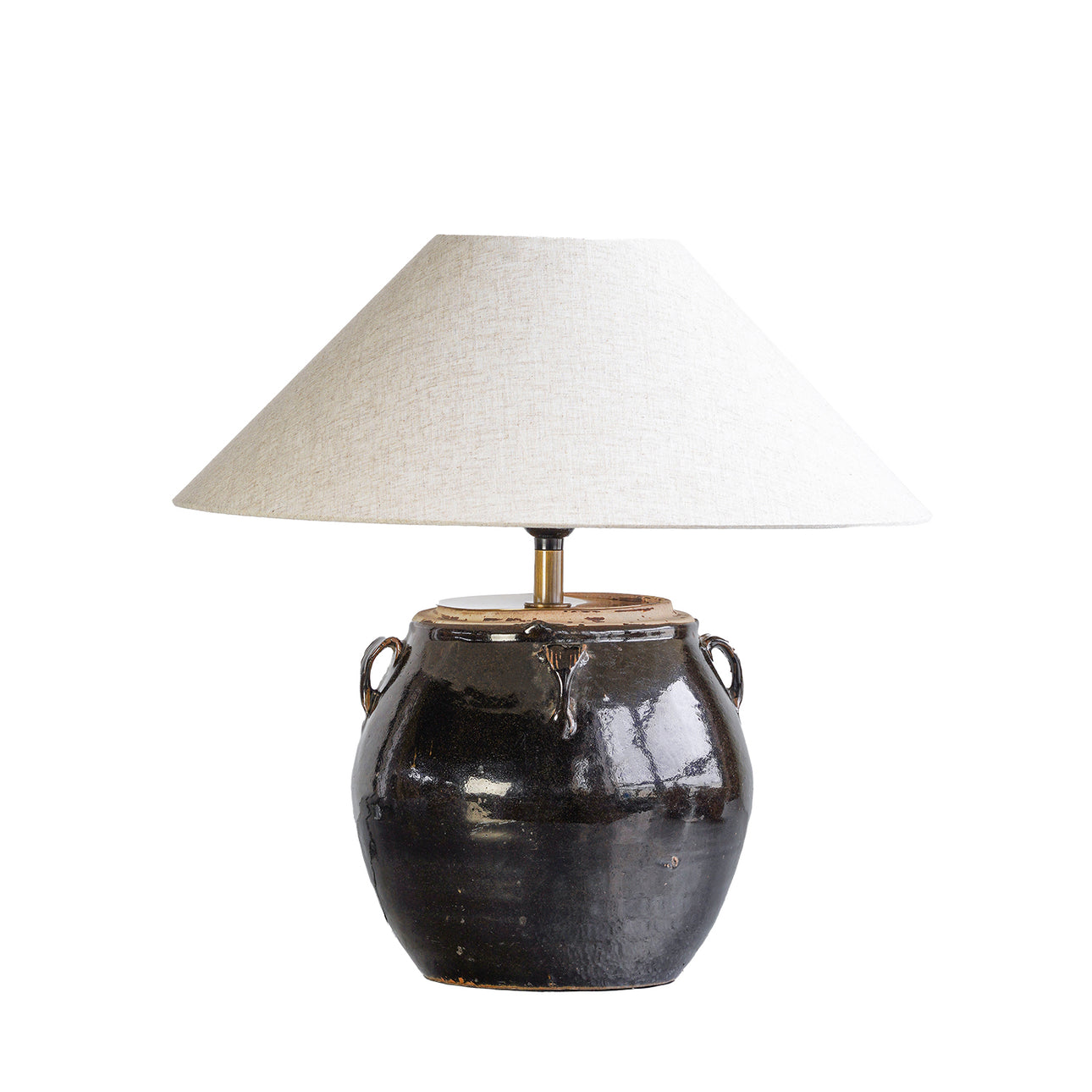 Handled Glazed Table Lamp