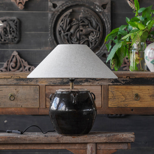 Handled Glazed Table Lamp