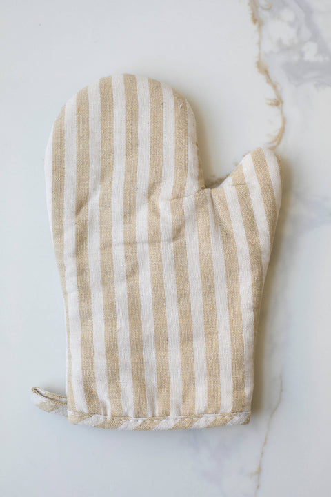 Beige Stripe Oven Mitt