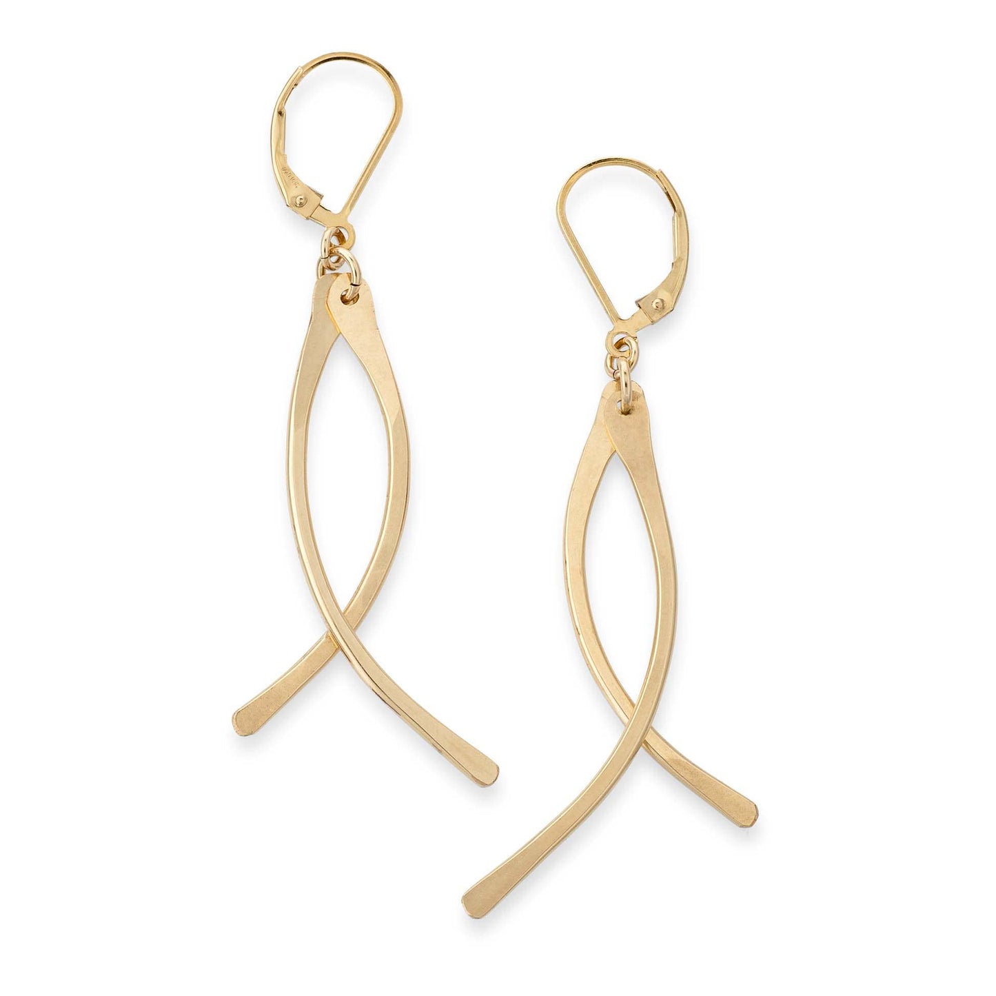 Surf Earrings - Curved Hammered Bars in Sterling or Gold