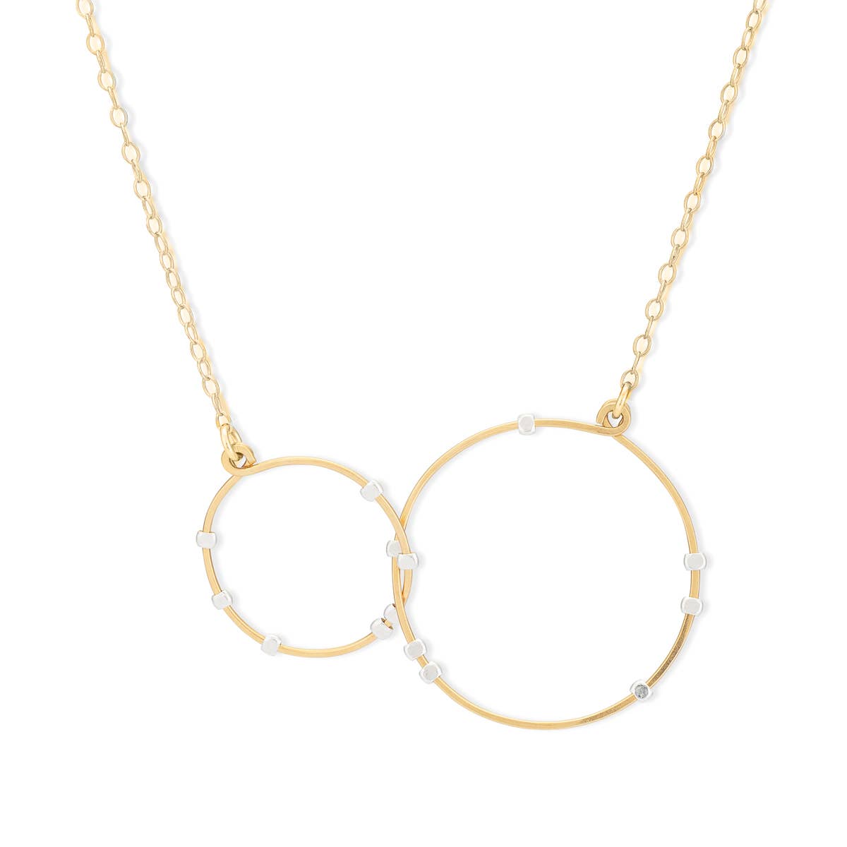 Helios Linked Gold & Silver Circles Hammered Necklace STARS