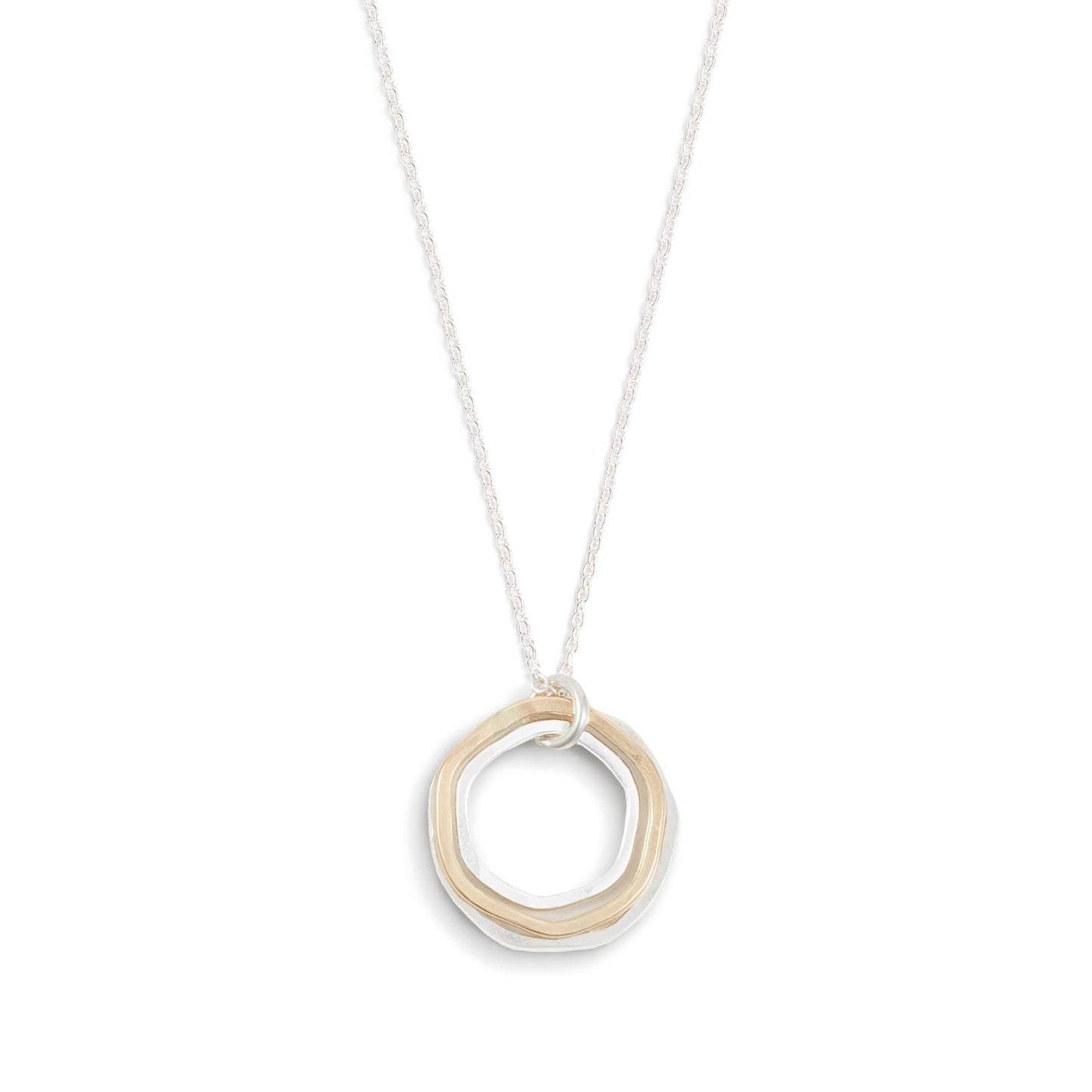 River Rocks Necklace, Three Circles Silver Gold Dainty: Gold Filled / 18"