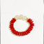 Ashanti Glass & Brass Bead Stretch Bracelet- Red & White