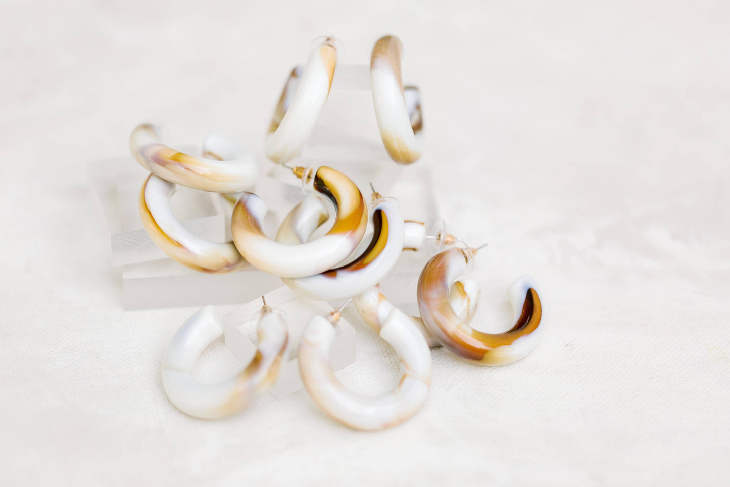 Latte Chunky Lucite Statement Hoop Earrings