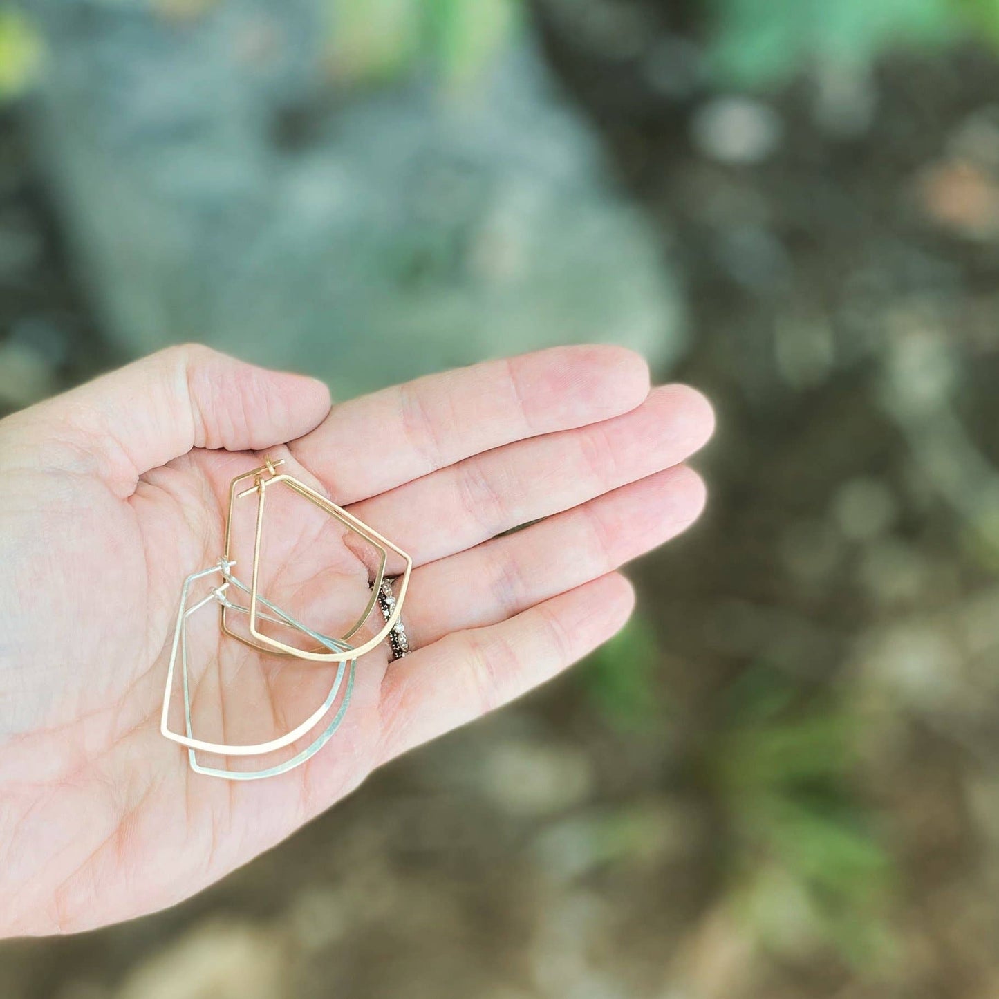 Minimal Hoop Earrings: Fan | sterling silver or gold filled