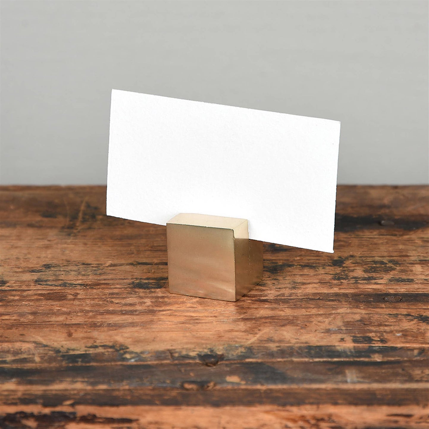 Cast Iron Cube Place Card Holder - Brass