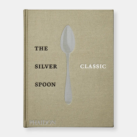 Book titled 'The Silver Spoon Classic' by Phaidon with a silver spoon illustration on a beige cover.