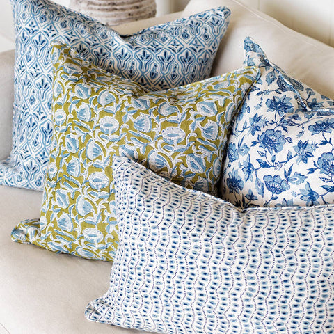 Marbella Moss Azure Cover - 20" x 20"