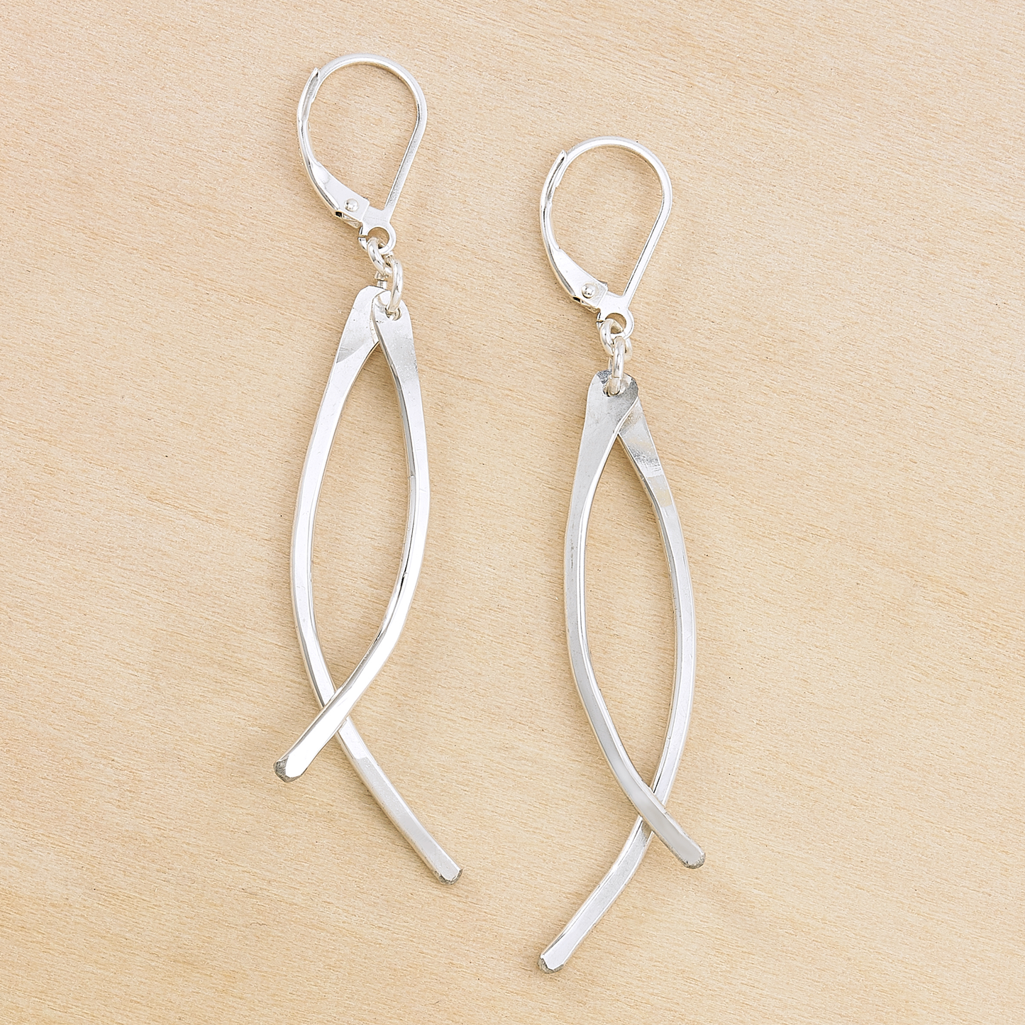 Surf Earrings - Curved Hammered Bars in Sterling or Gold