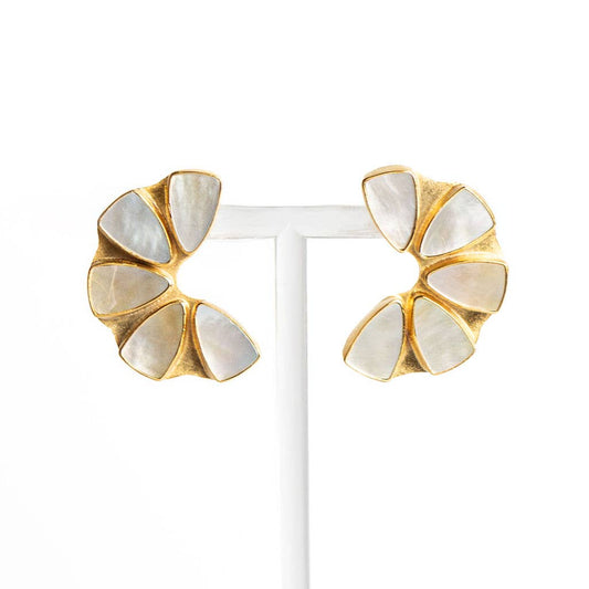 Gold Five Stone Earring- Pearl