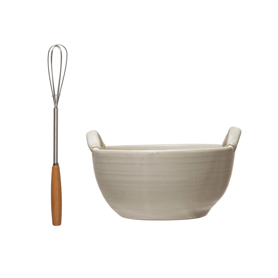 Stoneware Bowl w/Whisk