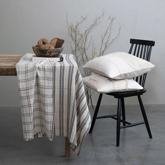 Two-Sided Cotton Double Cloth Tablecloth & Plaid Pattern