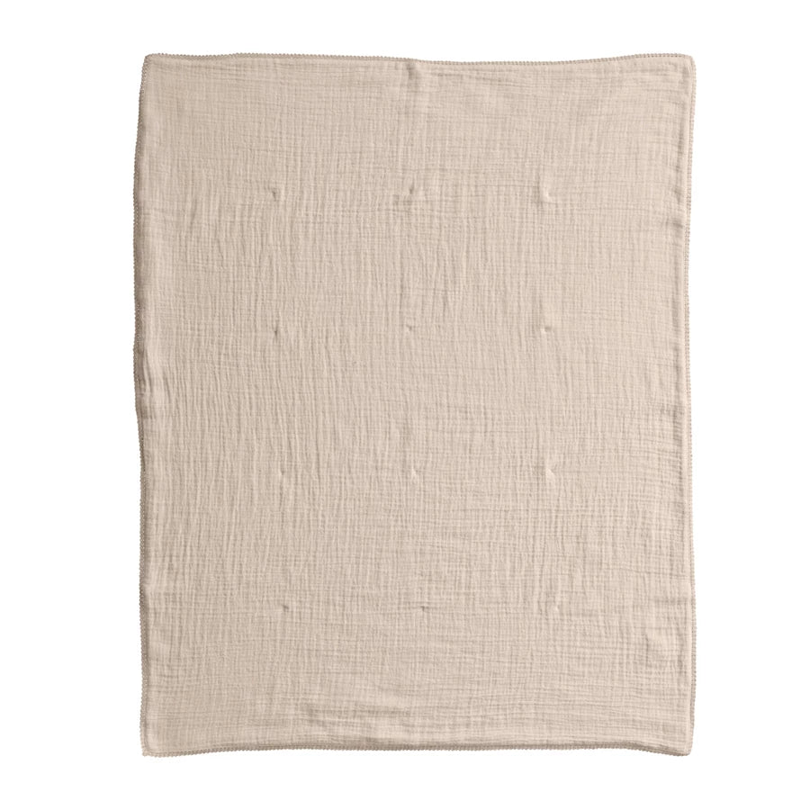 Cotton Double Cloth Baby Blanket w/ Trim