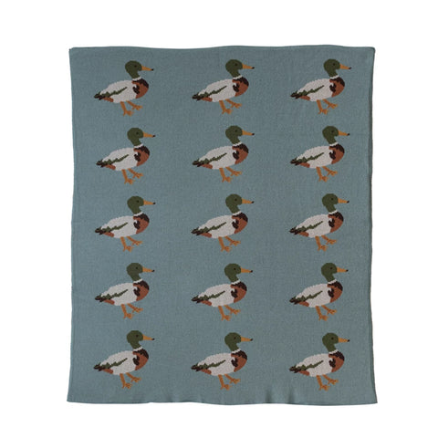 Knit Baby Blanket with Ducks