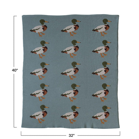 Knit Baby Blanket with Ducks