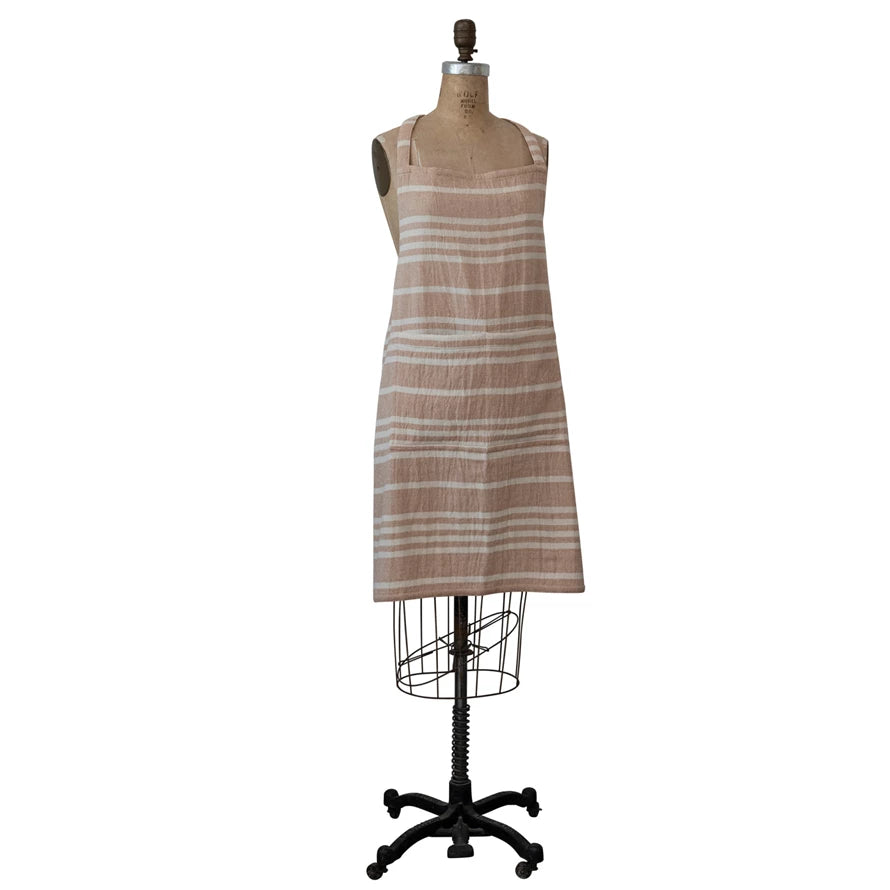 Striped Apron w/Pocket - Nude