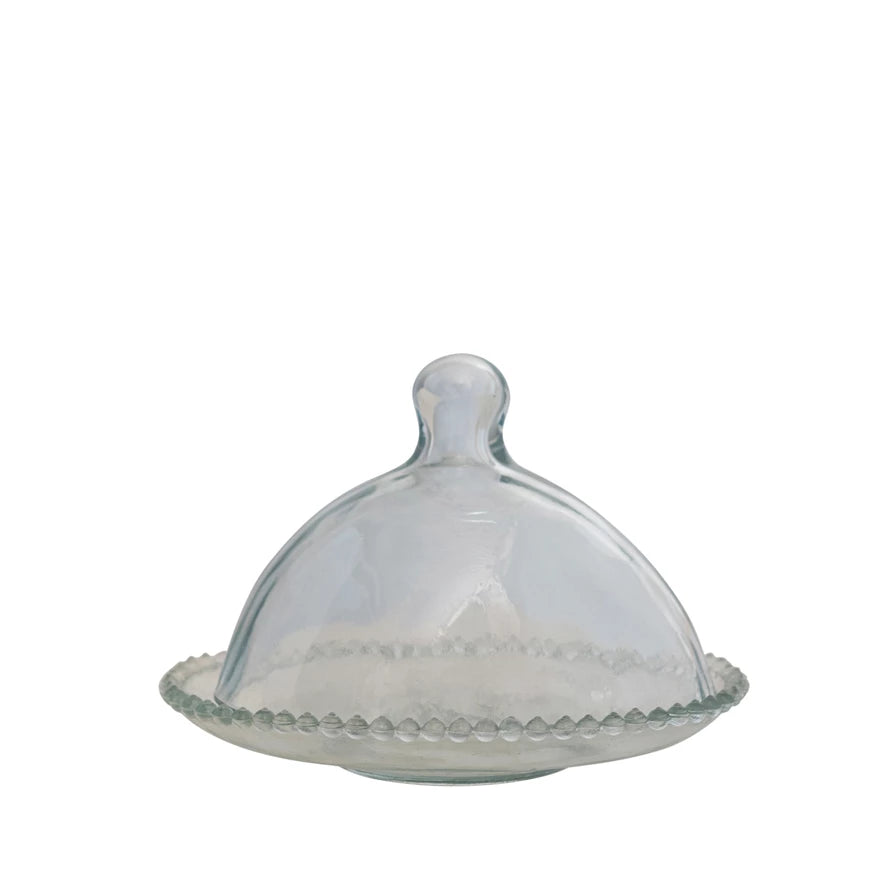 Hobnail Tray w/ Glass Cloche