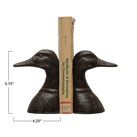 S/2 Cast Iron Duck Bookends