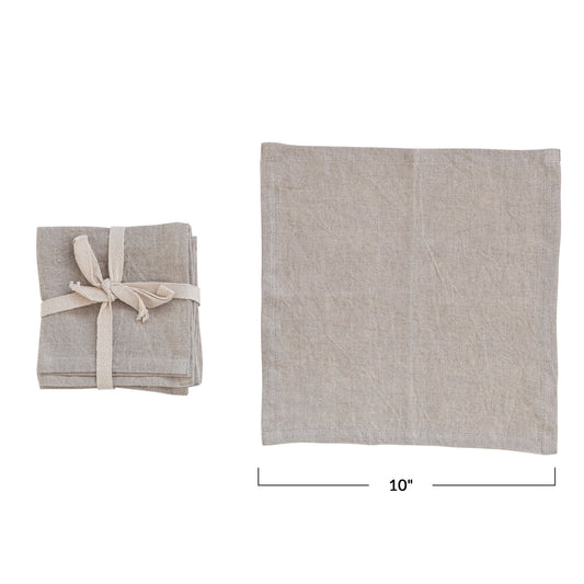 S/4 Square Stonewashed Linen Cocktail Napkins