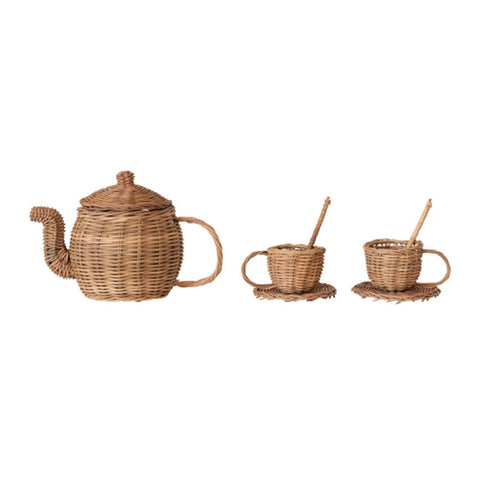 Woven Rattan Tea Set