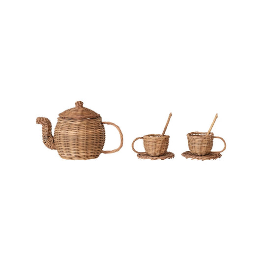 Woven Rattan Tea Set