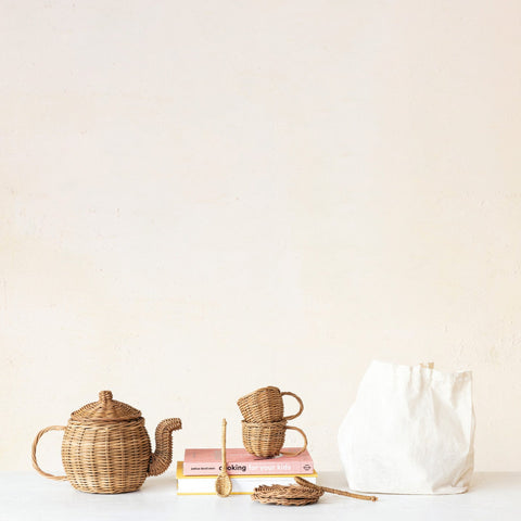 Woven Rattan Tea Set