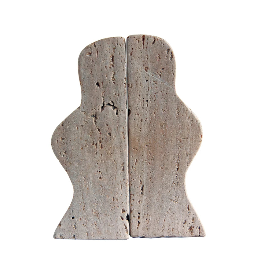 Travertine Wave Bookend Set