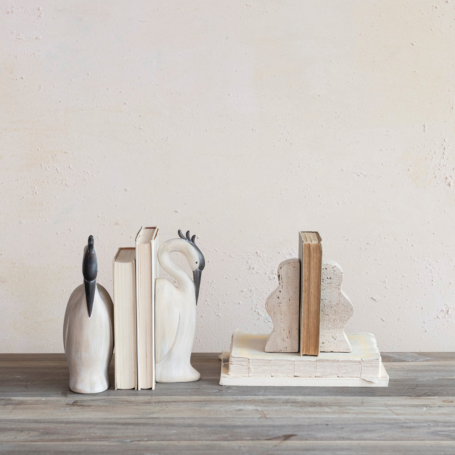 Travertine Wave Bookend Set