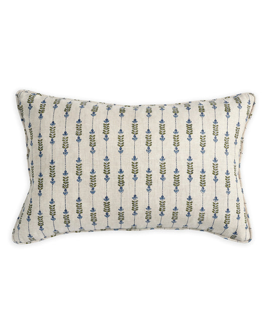 Geneva Moss Azure linen cushion 35x55cm