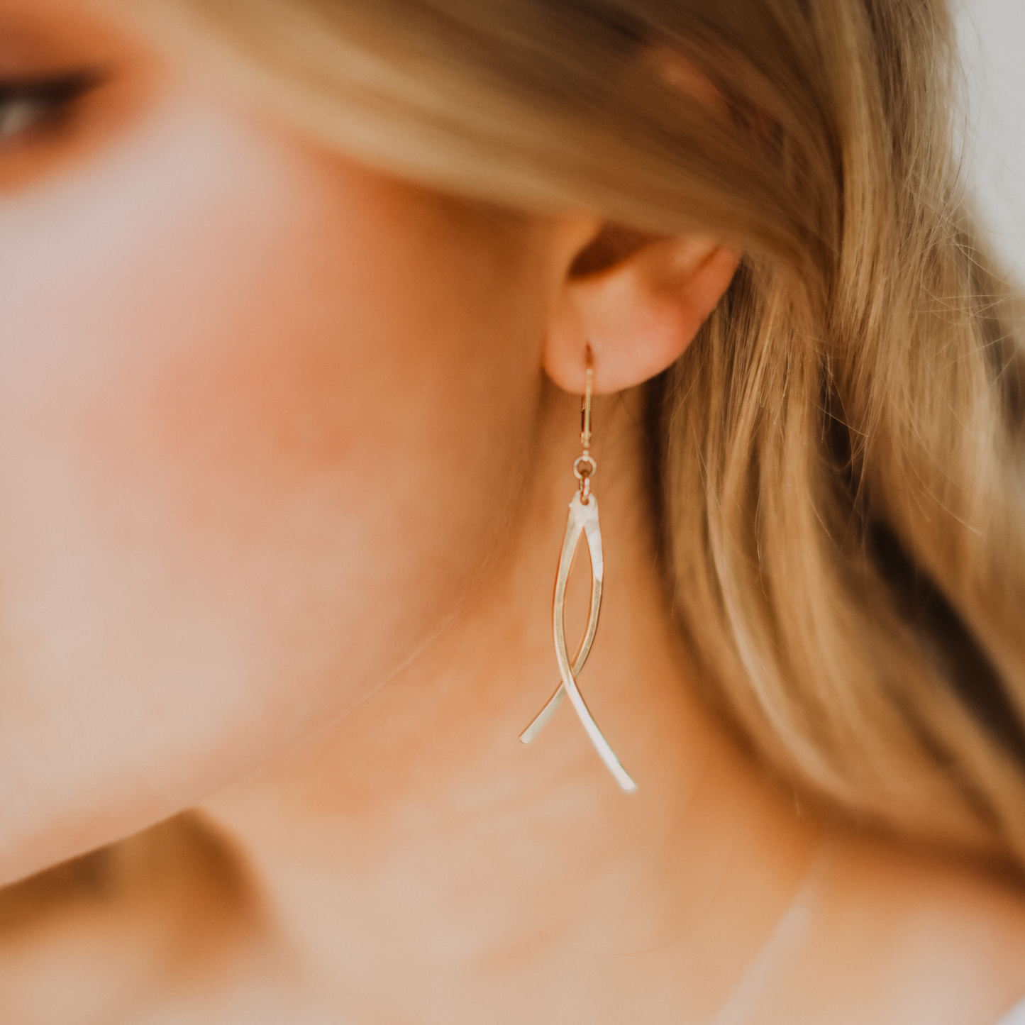 Surf Earrings - Curved Hammered Bars in Sterling or Gold