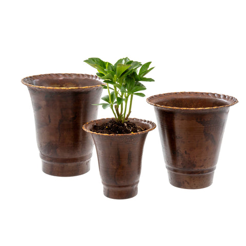 Leather Effect Trumpet Decorative Pot