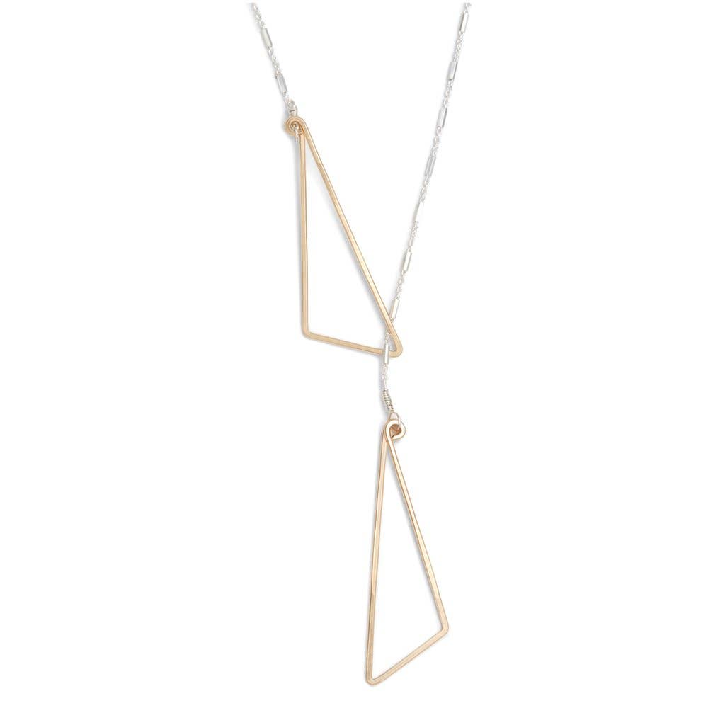 Sparky Pivot Lariat Two Tone Geometric Long Necklace