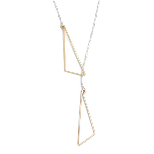 Sparky Pivot Lariat Two Tone Geometric Long Necklace