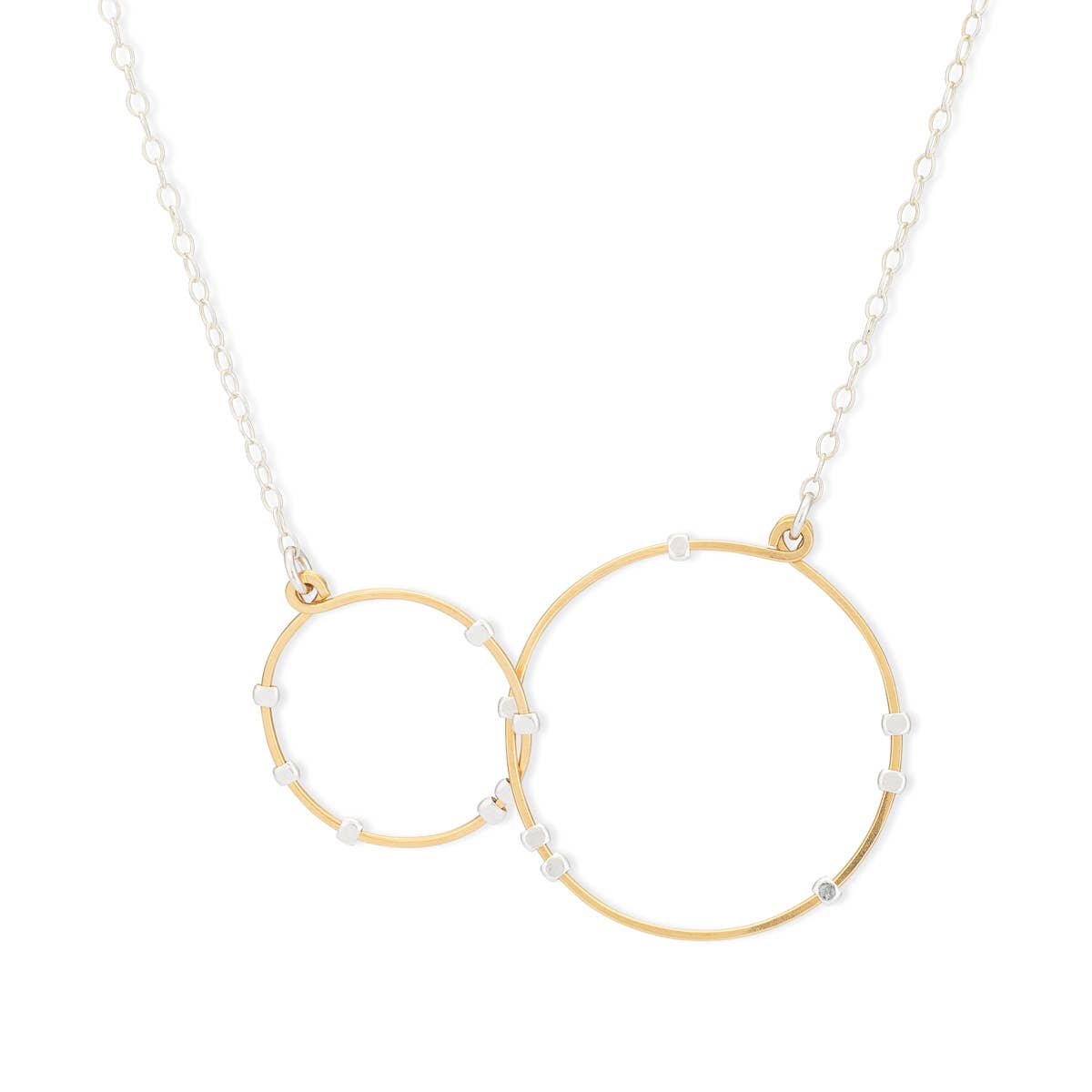 Helios Linked Gold & Silver Circles Hammered Necklace STARS