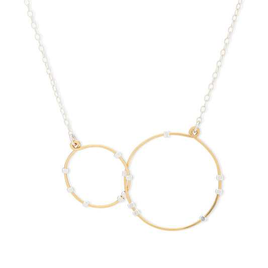 Helios Linked Gold & Silver Circles Hammered Necklace STARS