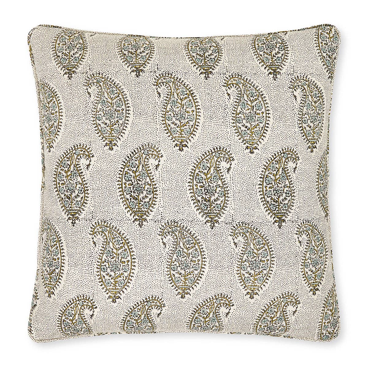 Paisley Moss Celadon linen cushion 50x50cm