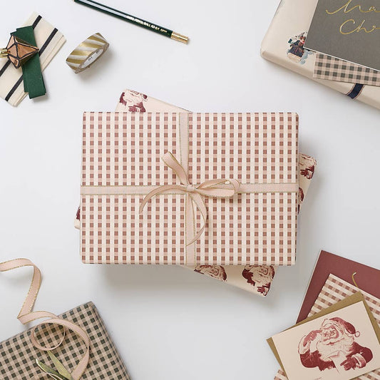 Rose Gingham Christmas Wrapping Paper