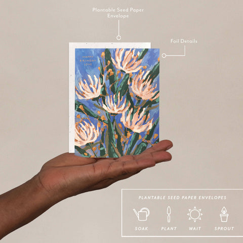 Pretty Petals - Birthday Card: With cello sleeve