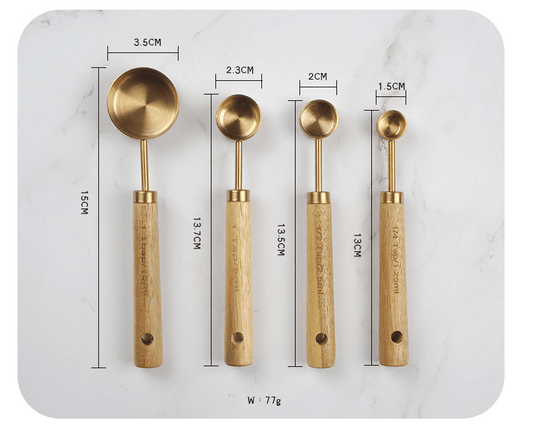 Gold Stainless Steel Measuring Cups Set: 4 spoons
