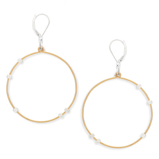 Cosmos Big Hammered Gold Circle Silver Mixed Earrings STARS