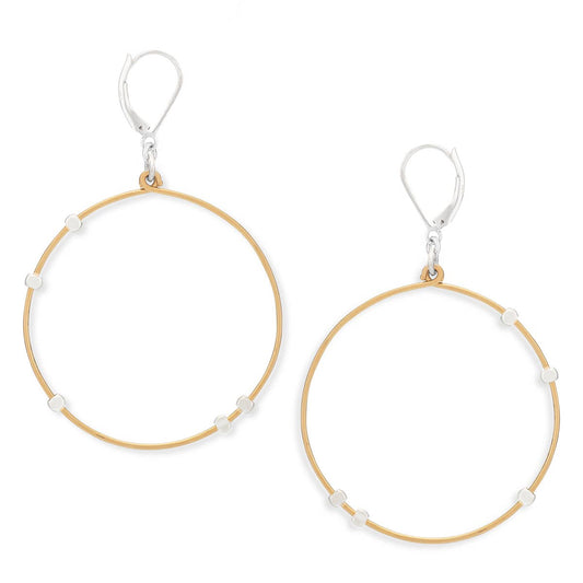 Cosmos Big Hammered Gold Circle Silver Mixed Earrings